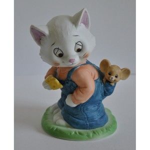 Vintage ? Lefton China Cat And Mouse Figurine 06041 Hand Painted Mint Condition